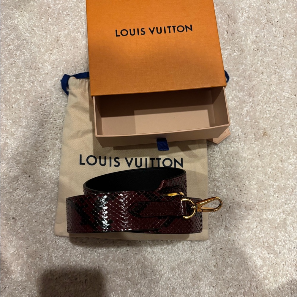 Louis Vuitton Bandouliere Burgundy Python Strap with Gold Hardware